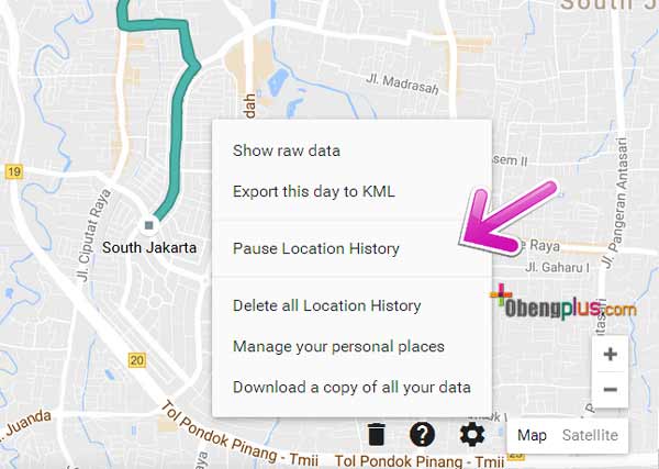 Pause Delete Remove All lokasi GPS dari Google