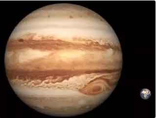 Planet Jupiter berbanding Bumi