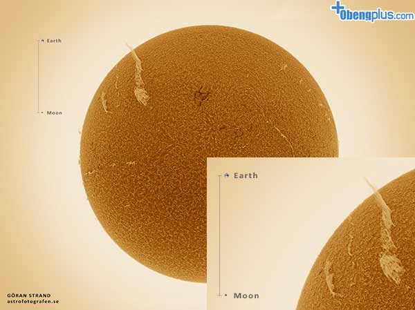 Besarnya jilatan api matahari mencapai jarak Bumi ke Bulan