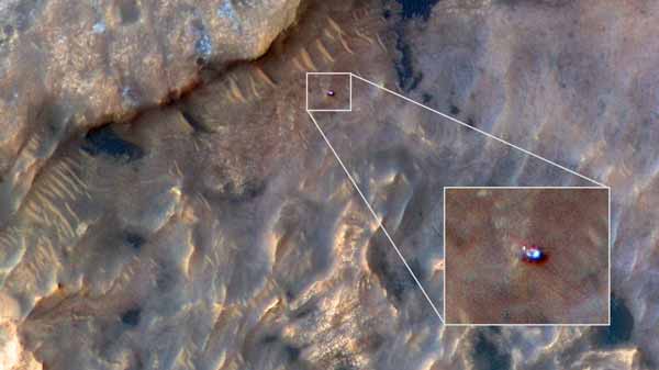Foto planet 
Mars dari camera HiRise dan posisi Curiosity di planet Mars 31 Mei 2019