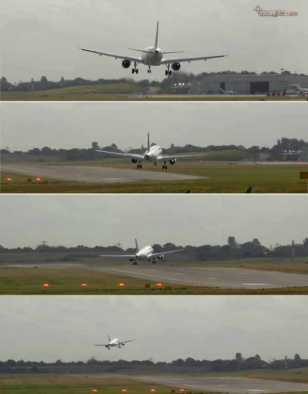 Pesawat landing Crosswind Birmingham Airport September 2018
