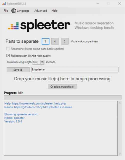 Program Spleeter memisahkan suara vokal dan musik 