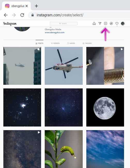 Cara upload Instagram dari Browser notebook computer