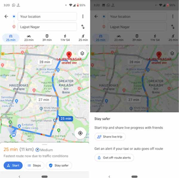 Google Maps Stay Safer kirim rute perjalanan ke teman untuk keamanan