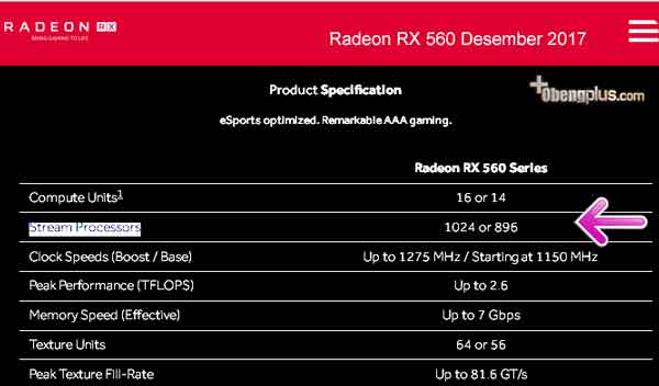 AMD Radeon RX
560
di ganti spesifikasi tanpa perubahan nama VGA